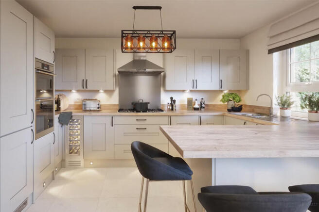 Computer generated image of the kitchen in the Ascot 4 bedroom home