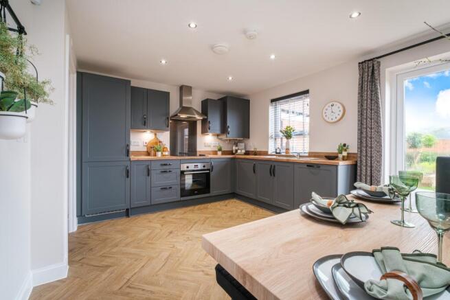 Interior view of our kitchen & dining in our 3 bed Mewstone home