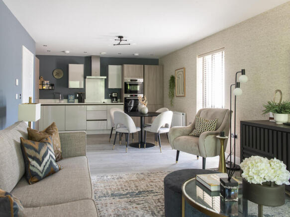 The Mill York House internal image of open plan living dining kitchen area