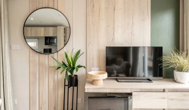 Contemporary Lounge Tv Unit With Wood Effect Featu