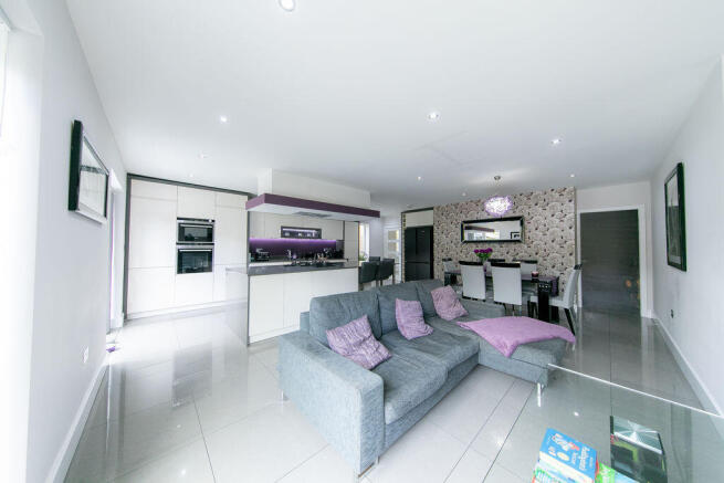 Open plan kitchen, living and dining ...