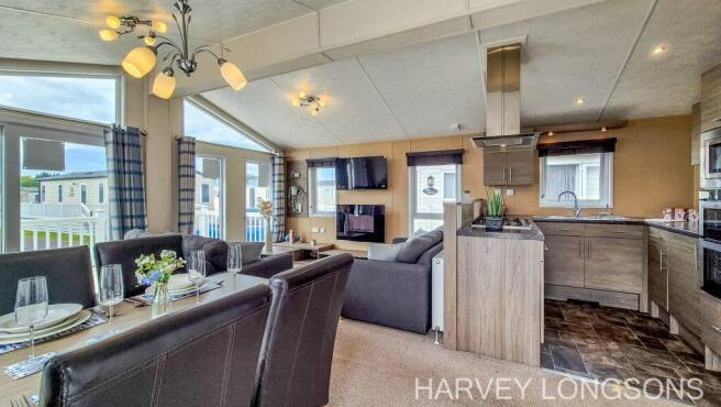 Spacious open plan lounge, dining and kitchen in t