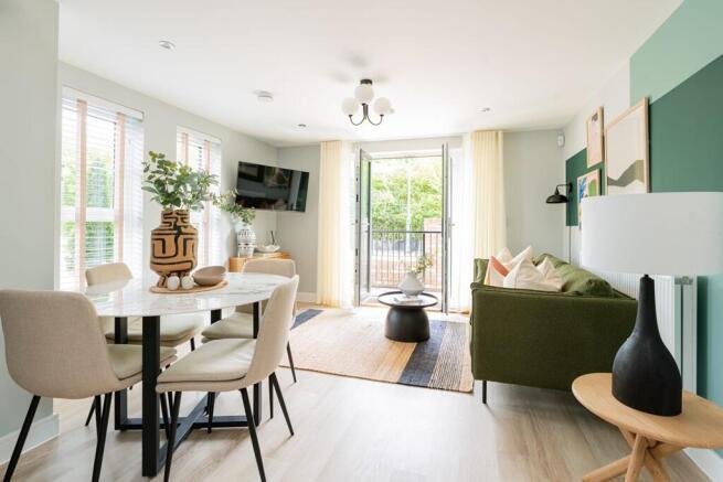 Open plan living space is light and inviting