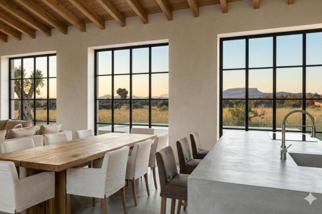 Rendering of the living and dining area