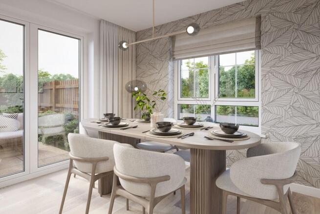 Open-plan kitchen/dining area with garden access