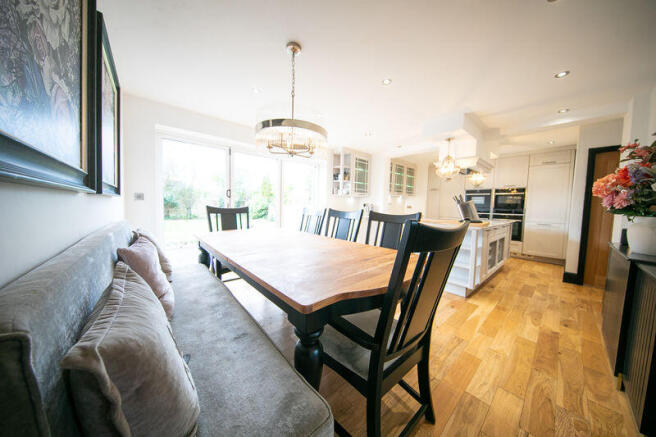 Dining space and kitchen