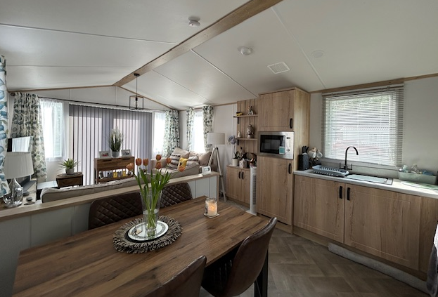 Modern kitchen inside Atlas Avanti holiday lodge