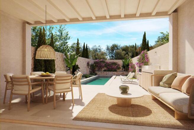 Mediterranean Patio with Swimming Pool