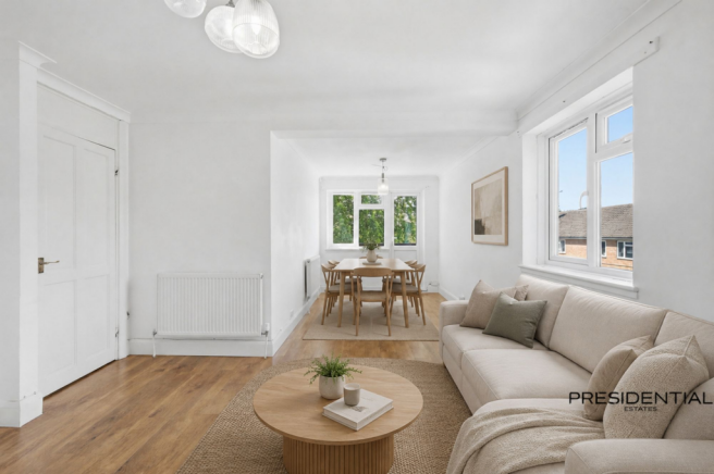 Living Room/Dining Room - Staged Photo
