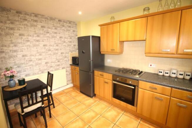 Modern kitchen with stylish breakfast table...