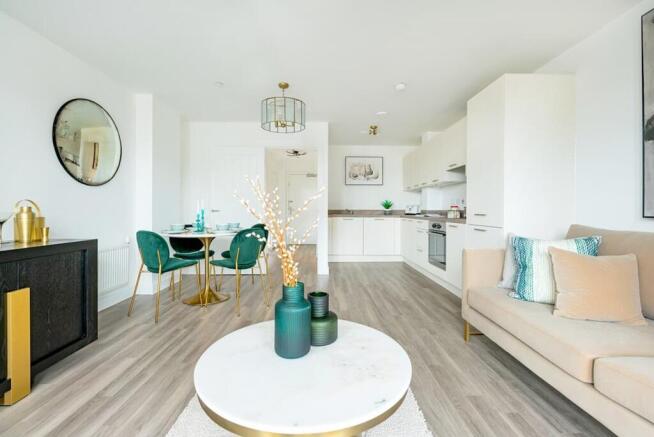 Open plan living/ kitchen/ dining - typical Taylor Wimpey apartment
