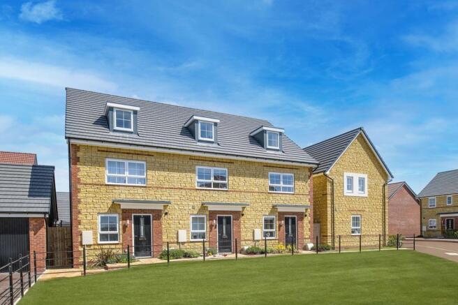 Outside view of terraced Kingsvilles. 4 bed home. Mill Brook.