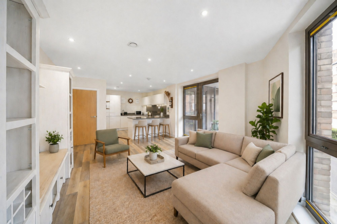 Living area with virtual staging