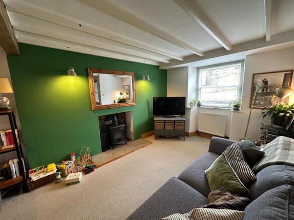 Living room with log burner