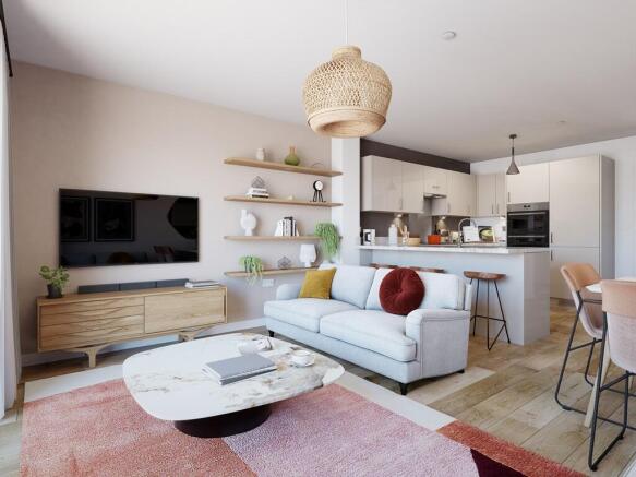 Open-plan living with double doors to the garden