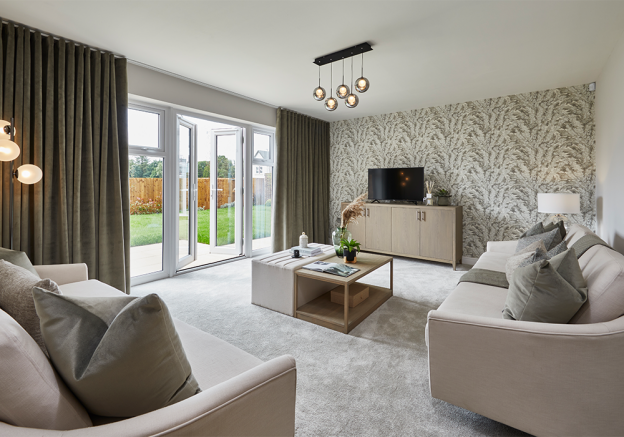 Relaxing lounge with French doors leading to the garden