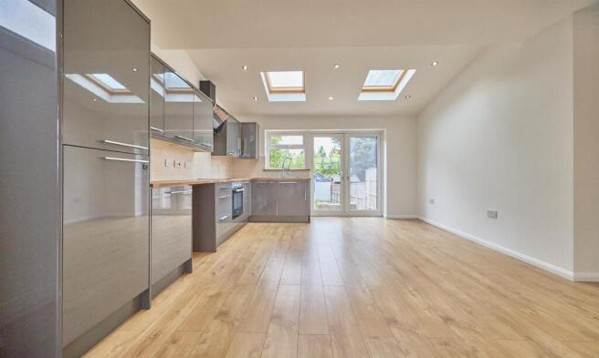 Open plan refitted living dining kitchen