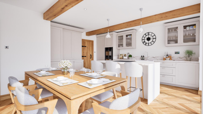 CGI Open Plan Living Dining Kitchen
