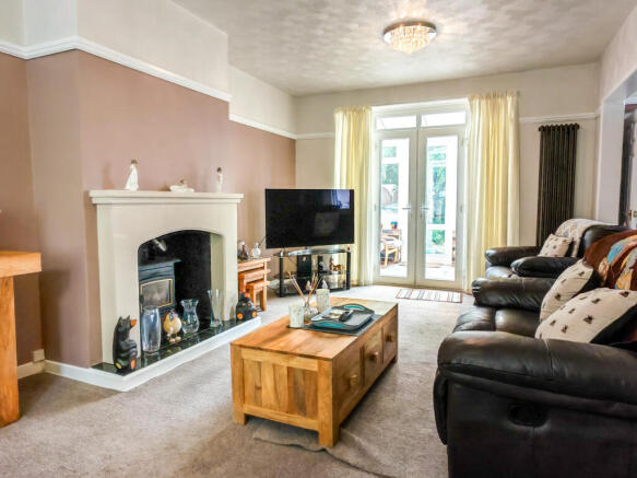 LOUNGE, FIREPLACE, FRENCH WINDOWS