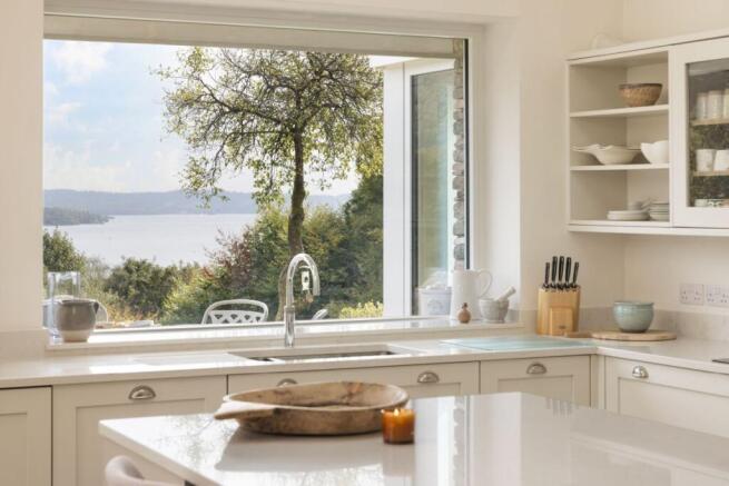 Kitchen view overlooking lake windermere