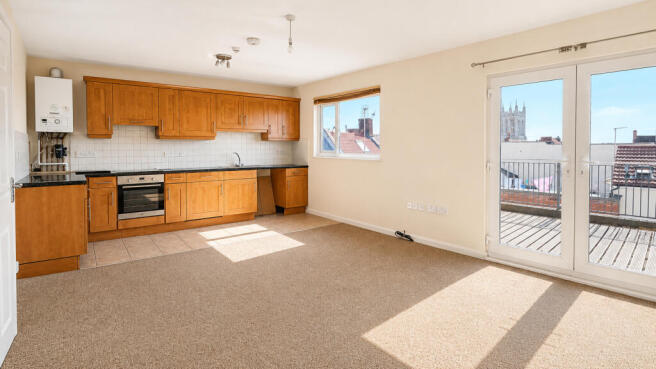 Open plan kitchen:sitting room