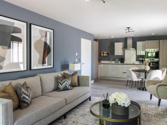 The Mill York House internal image of open plan living dining kitchen area