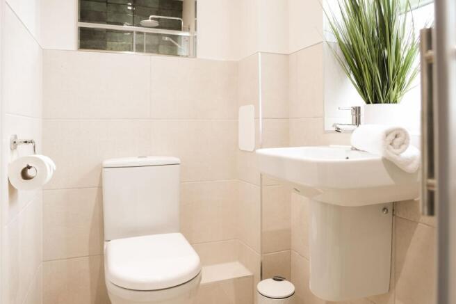 Bright modern bathroom with clean fixtures...