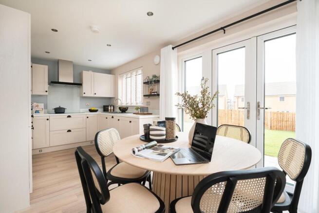 The dining area overlooks the rear garden
