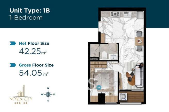 1 Bedroom Condo For Sale Type 1B - Norea Square Condominium - Nirouth, Khan Chbar Ampov ¿ Nirouth