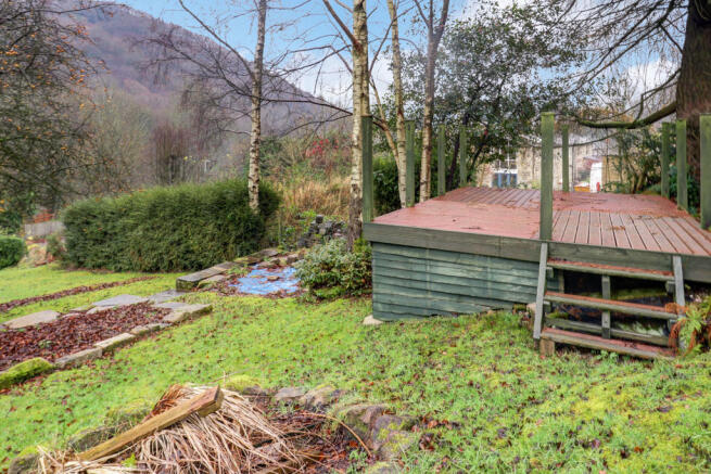 Decked area at the top of the garden