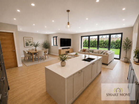 Virtually Staged Kitchen Family Room