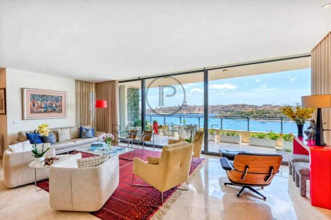 Bright and spacious living room with stunning wate