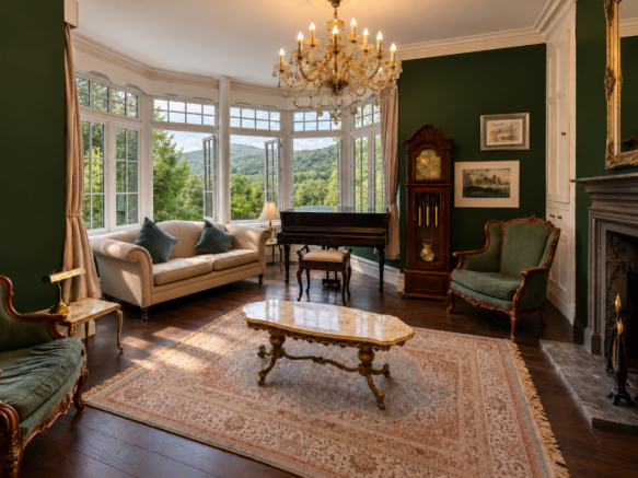 Elegant Parlour with Log Burner