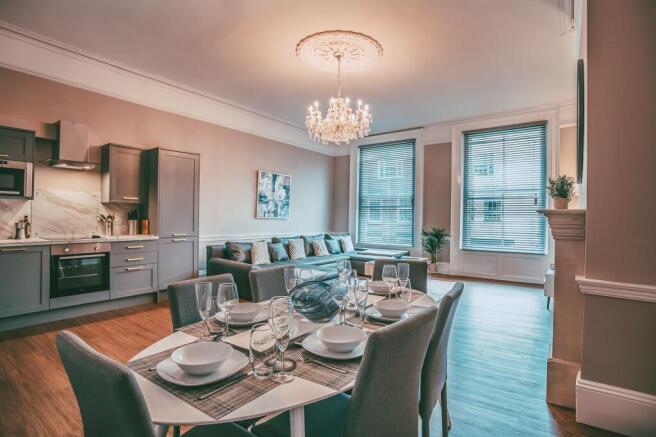LIVING ROOM/DINING AREA AND KITCHEN