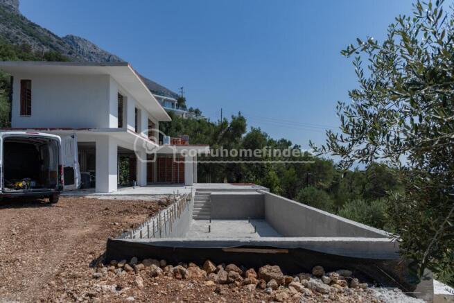 Side view with pool
