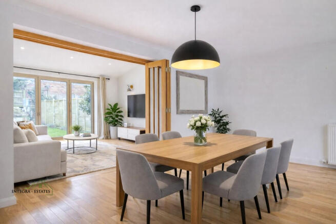 Living and dining staged