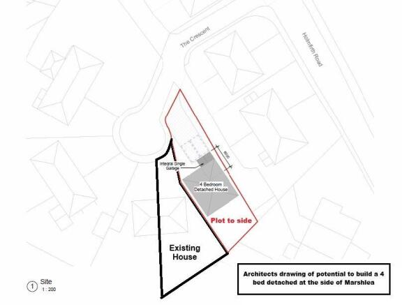 Architects proposed drawing for garden to the side