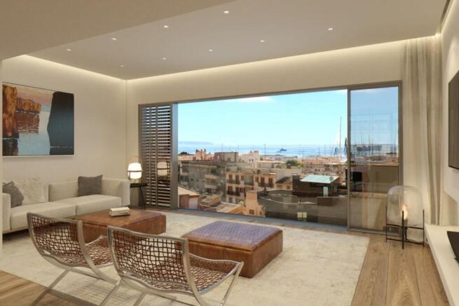 Elegant living area with large window frontage