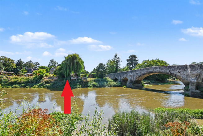 View from across the river showing the location of