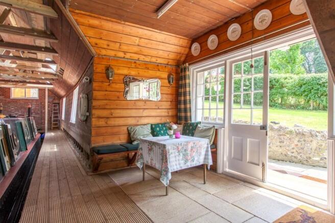 Inside boathouse