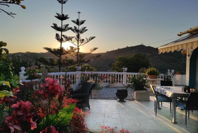 Terrace mountain view