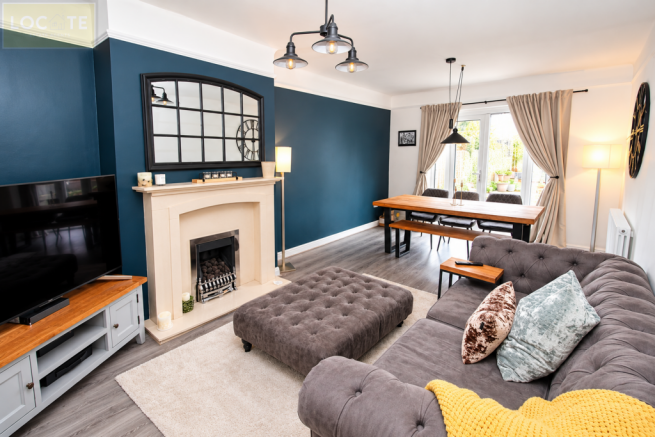Modern Blue-Accent Living and Dining Room
