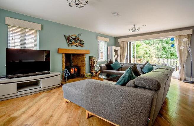 Living Room with Wood Burning Stove