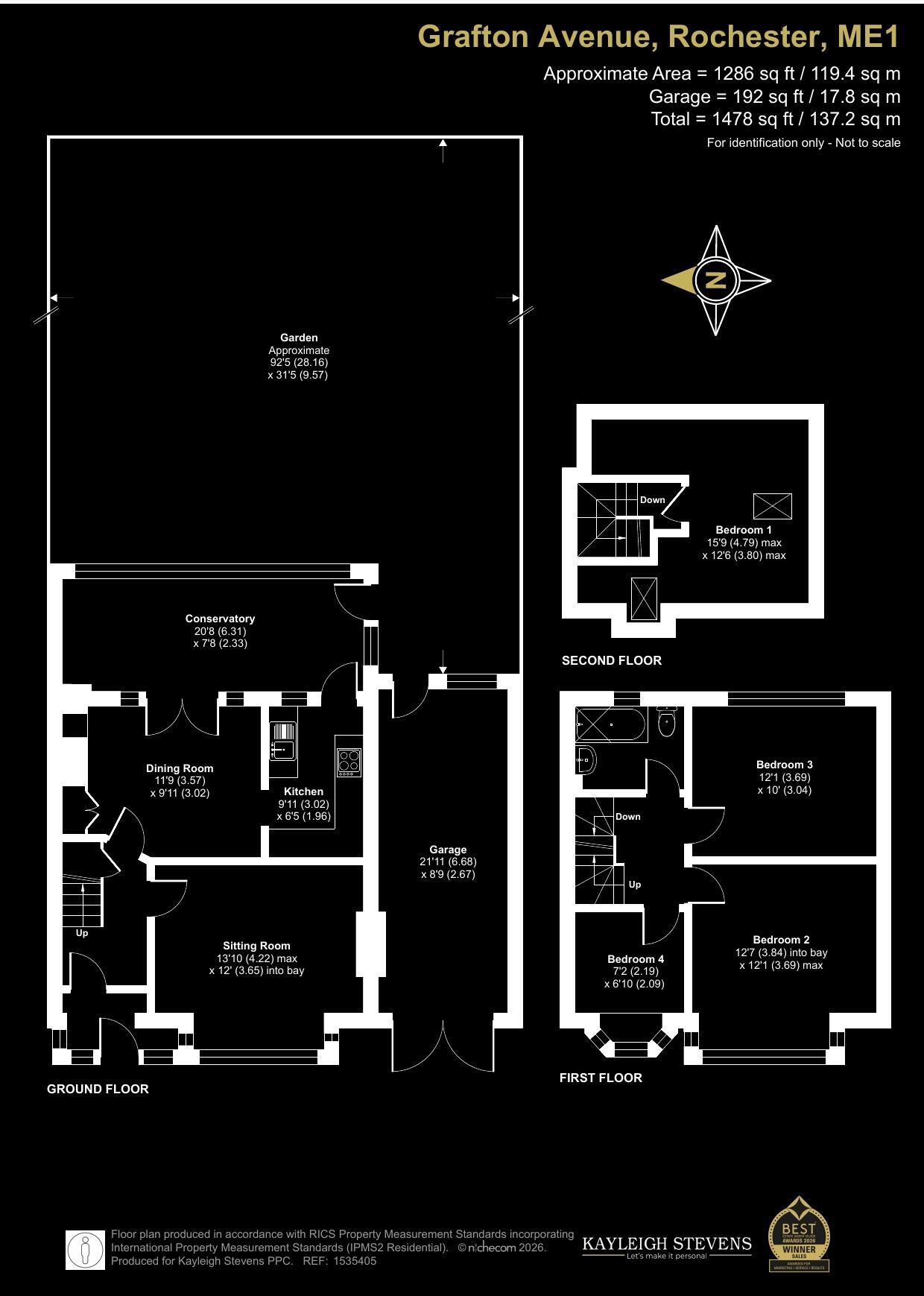 Four-Bedroom Family Home with Large Private Garden, Three-Car Driveway and Garage floorplan