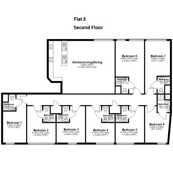 The Student Hideout (8 Bed Shared Flat), Market Square, City Centre, NG1  floorplan