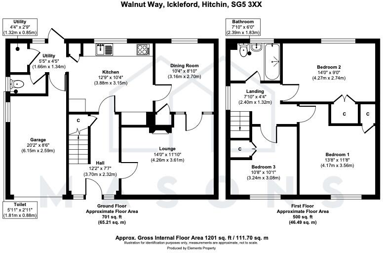 Walnut Way, Ickleford, Hitchin, Hertfordshire, SG5 3XX floorplan