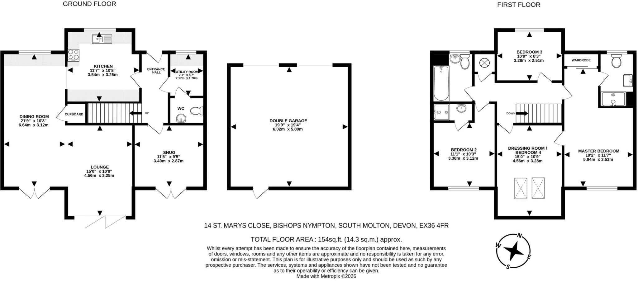 St. Marys Close, Bishops Nympton, South Molton, Devon, EX36 floorplan