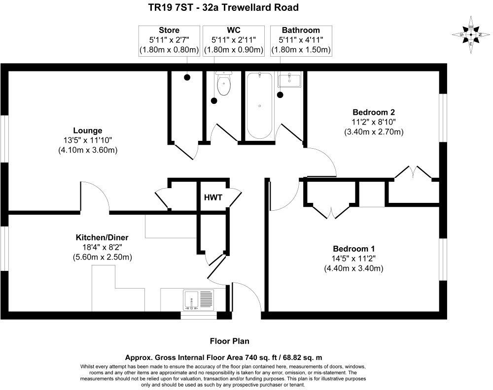32A Trewellard Road, Pendeen, Penzance, Cornwall, TR19 7ST floorplan