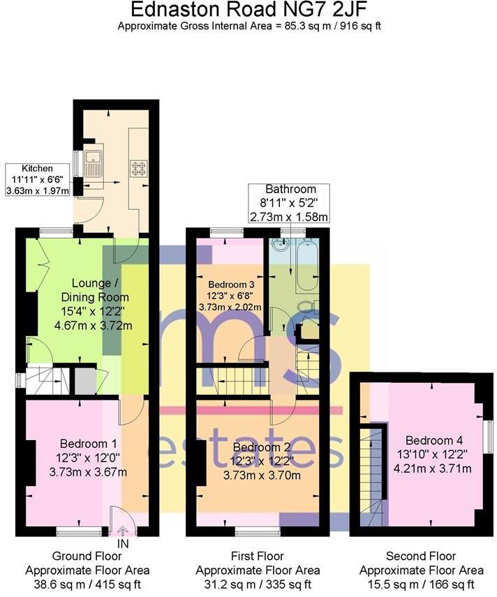 BILLS INCLUDED £115pppw Ednaston Road, Dunkirk, Nottingham floorplan