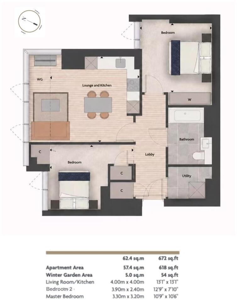 Carrara Tower, Old Street floorplan